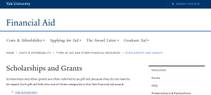 Yale University Scholarships